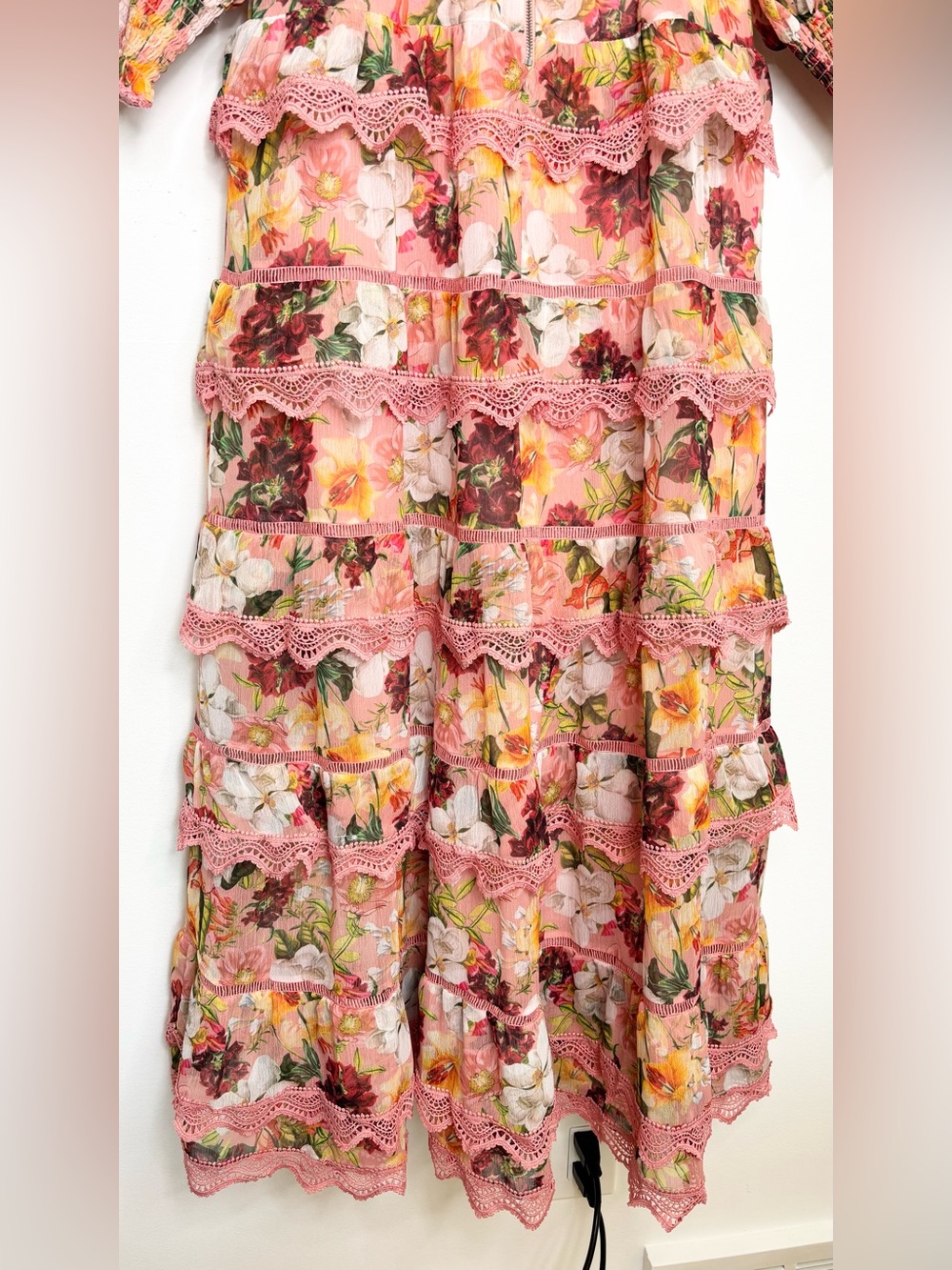 Alice + Olivia Brooke High Neck Maxi Dress Juniper Floral Rose Button Front 6 - Picture 16 of 16
